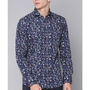 Bruun & Stengade Slim Fit Floral Black Button Down Shirt S. 42